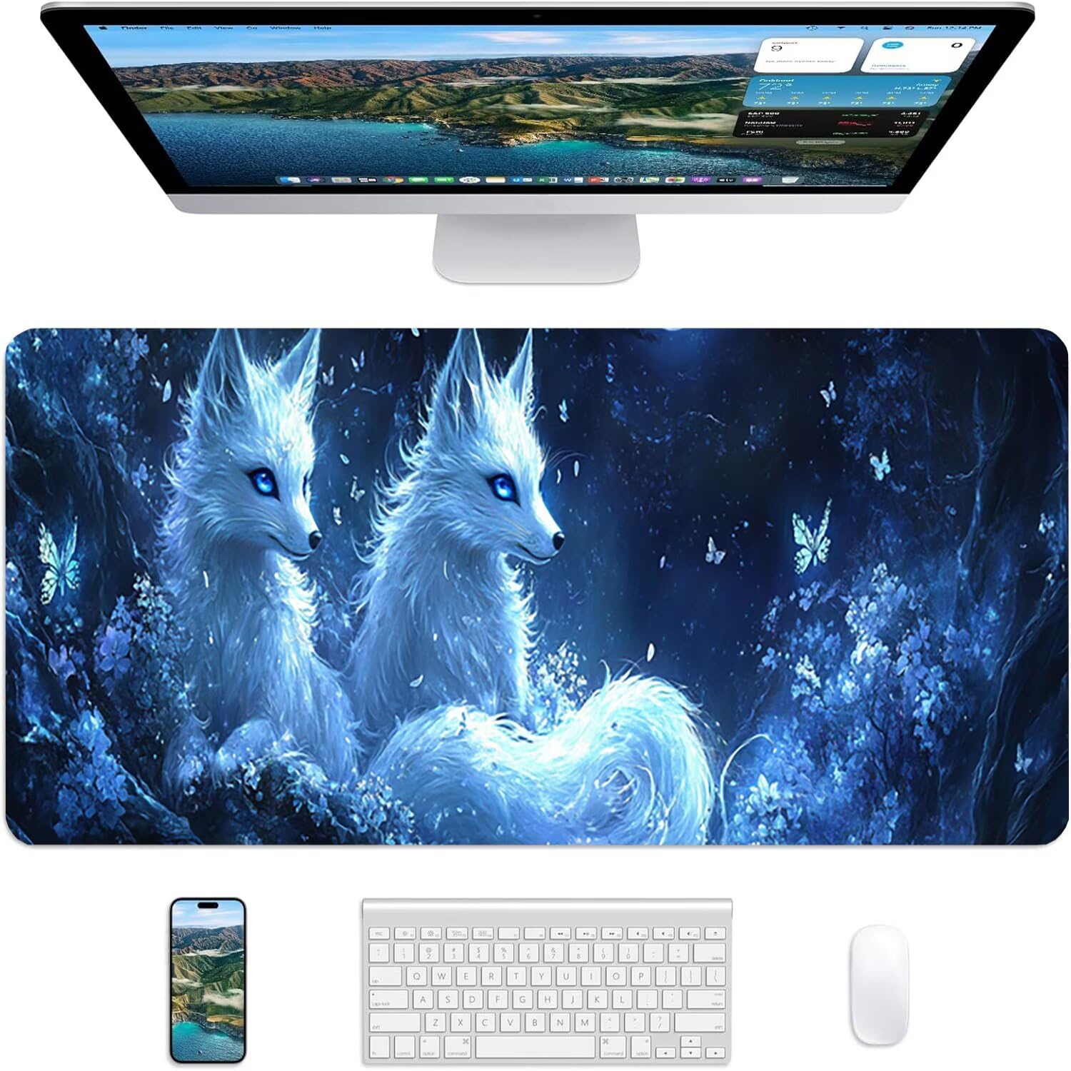 Generico Lejnlnng Tappetino Mouse Gaming XXL -160x80cm - Mare Tappetino Scrivania Grande, Paesaggio Impermeabile Tappeto Mouse con Base in Gomma Antiscivolo, Mousepad XXL per Gaming e Ufficio JL-8094