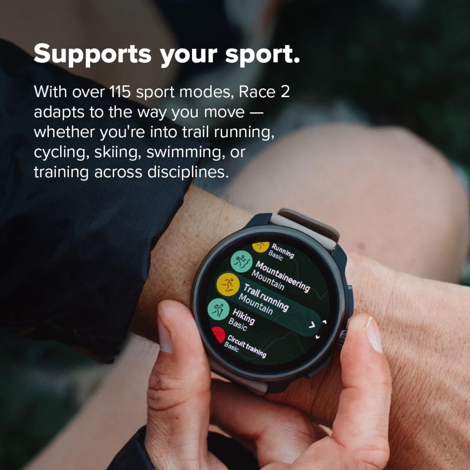 SUUNTO Reloj deportivo Race 2 GPS, pantalla táctil AMOLED de 1.5 pulgadas con corona, 16 días de duración de la batería, métricas de entrenamiento e información de recuperación, doble GNSS, mapas