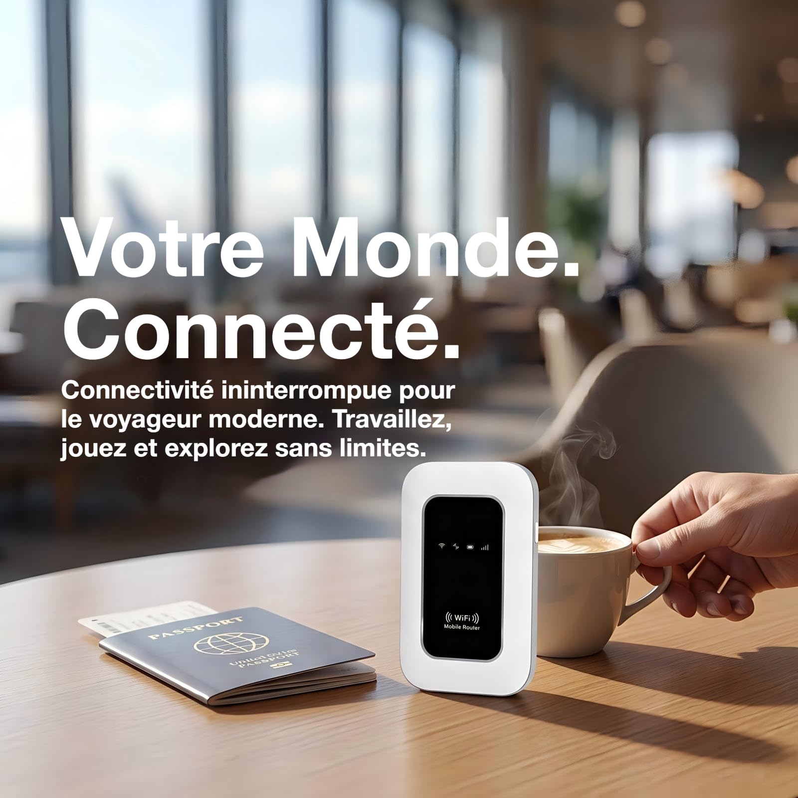 WiFi Portable 5G avec Emplacement pour Carte SIM, prêt à l'emploi, supportant jusqu'à 20 appareils, idéal pour Le Foyer, Le Bureau et Les Voyages