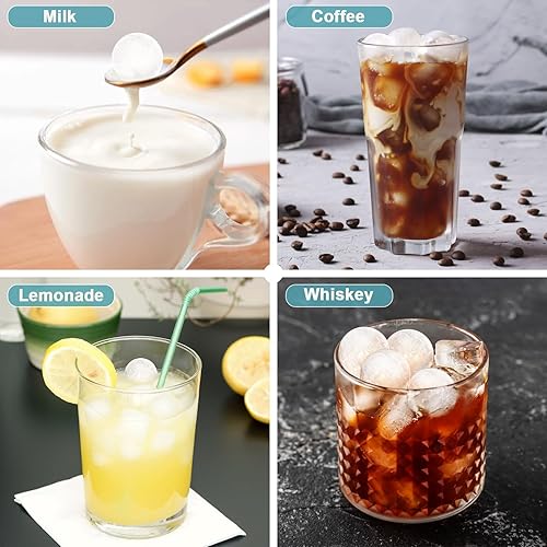 Miniatura 2 de Bandejas para cubitos de hielo con tapas para congelador, bandeja para cubitos de hielo de 33 esferas con fácil liberación para café helado o