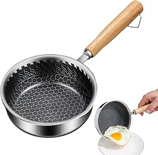 Wooden Handle Skillet - Non Stick Frying Pan, Versatile Grill Pans Cookware | Suitable For Home Hotel Restaurant Canteen Breakfast Shop Eggs Fish Vegetables Pork Chicken Cooking Saute Stir Fry Meals