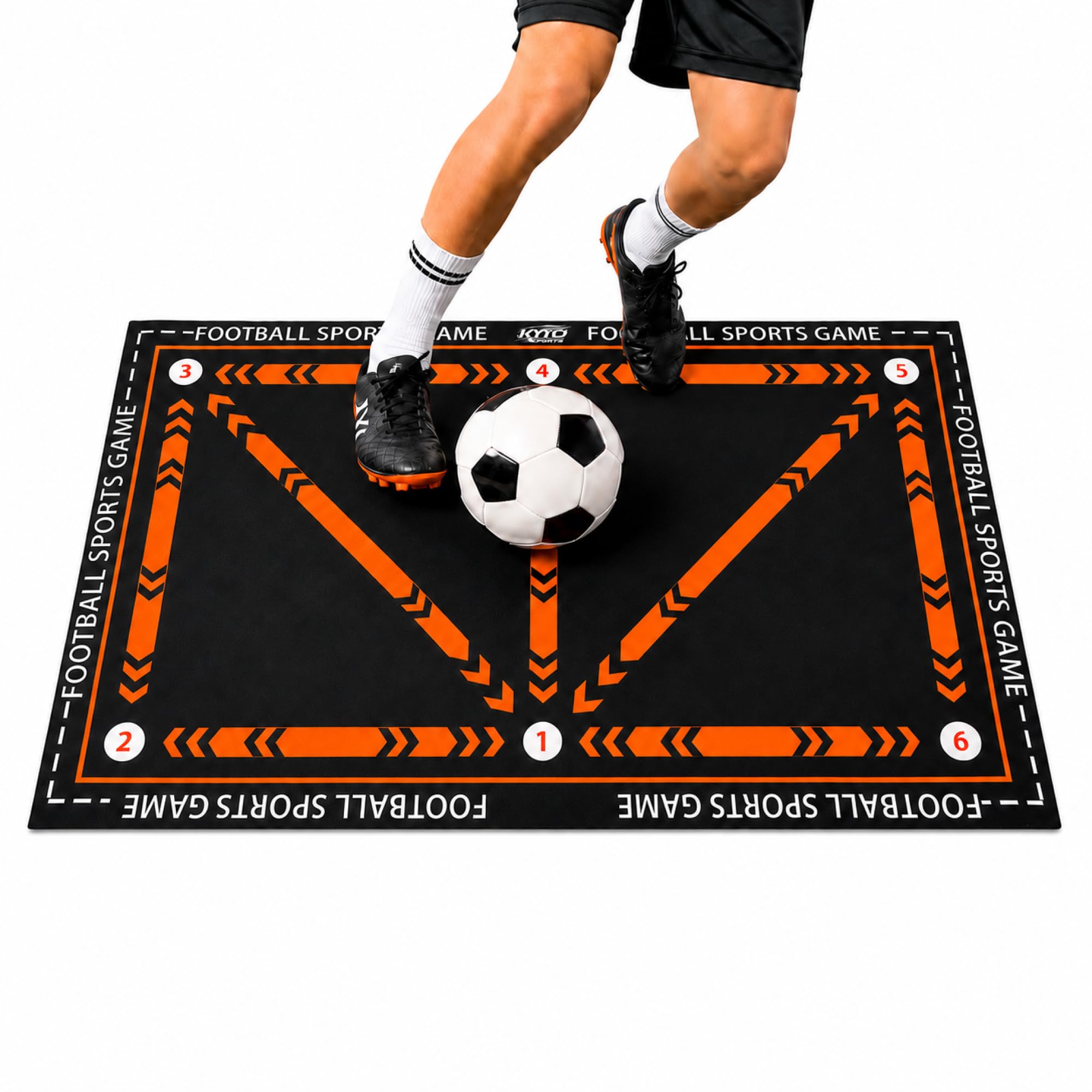 Kyto Sports Fußballmatte Kinder 60x90 cm Orange, Kicktrack Trainingshilfe für Dribbling und Koordination, rutschfeste Kickmatte für Ballgefühl und Agility, Fußball Trainingszubehör für Jugendliche