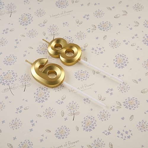 Miniatura 3 de Velas doradas de cumpleaños n. 68 y 86, decoración dorada para pasteles de cumpleaños n. 68 y 86 para decoración de fiestas