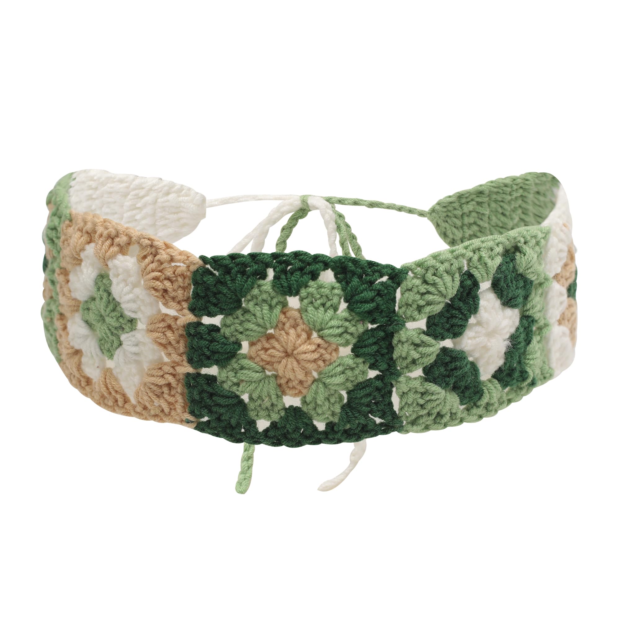 ZLYC Women Floral Headband Handmade Crochet Knit Vintage Hair Bands(Floral Army Green),One Size