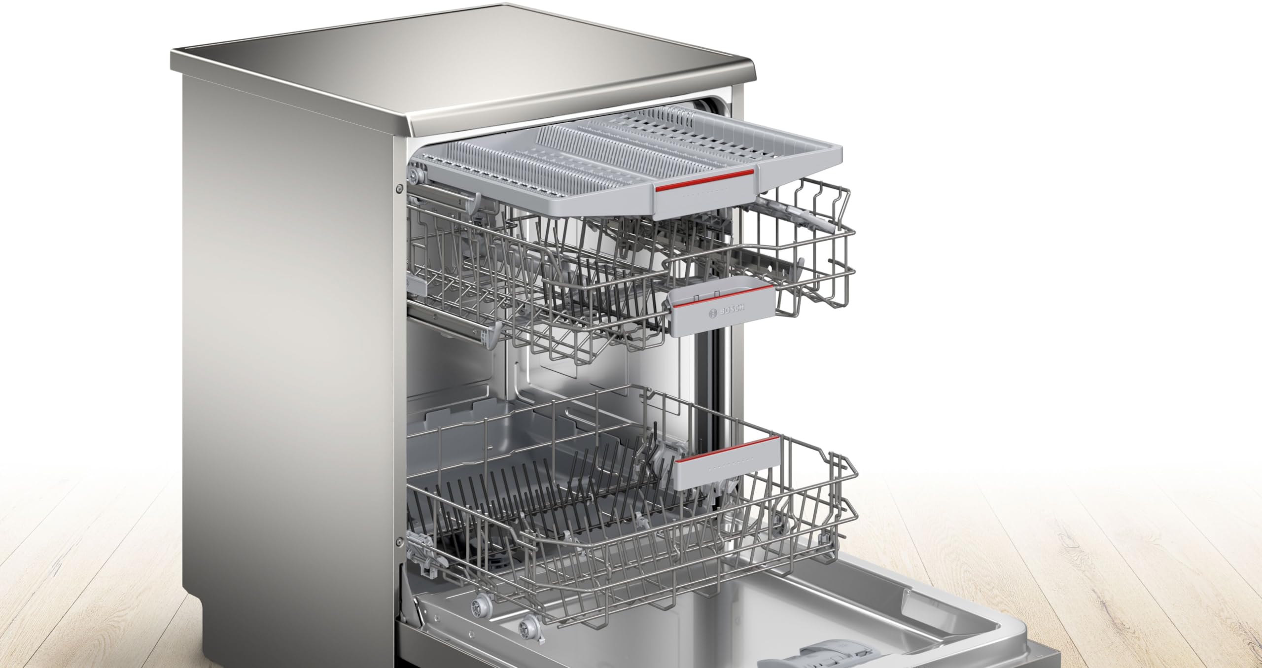 Bosch SMS4EVI08E Serie 4, Lavastoviglie da libera installazione, Home Connect, EfficientDry: apertura automatica della porta, Diagnostica da remoto, Assistente al lavaggio, Acciaio, 60cm