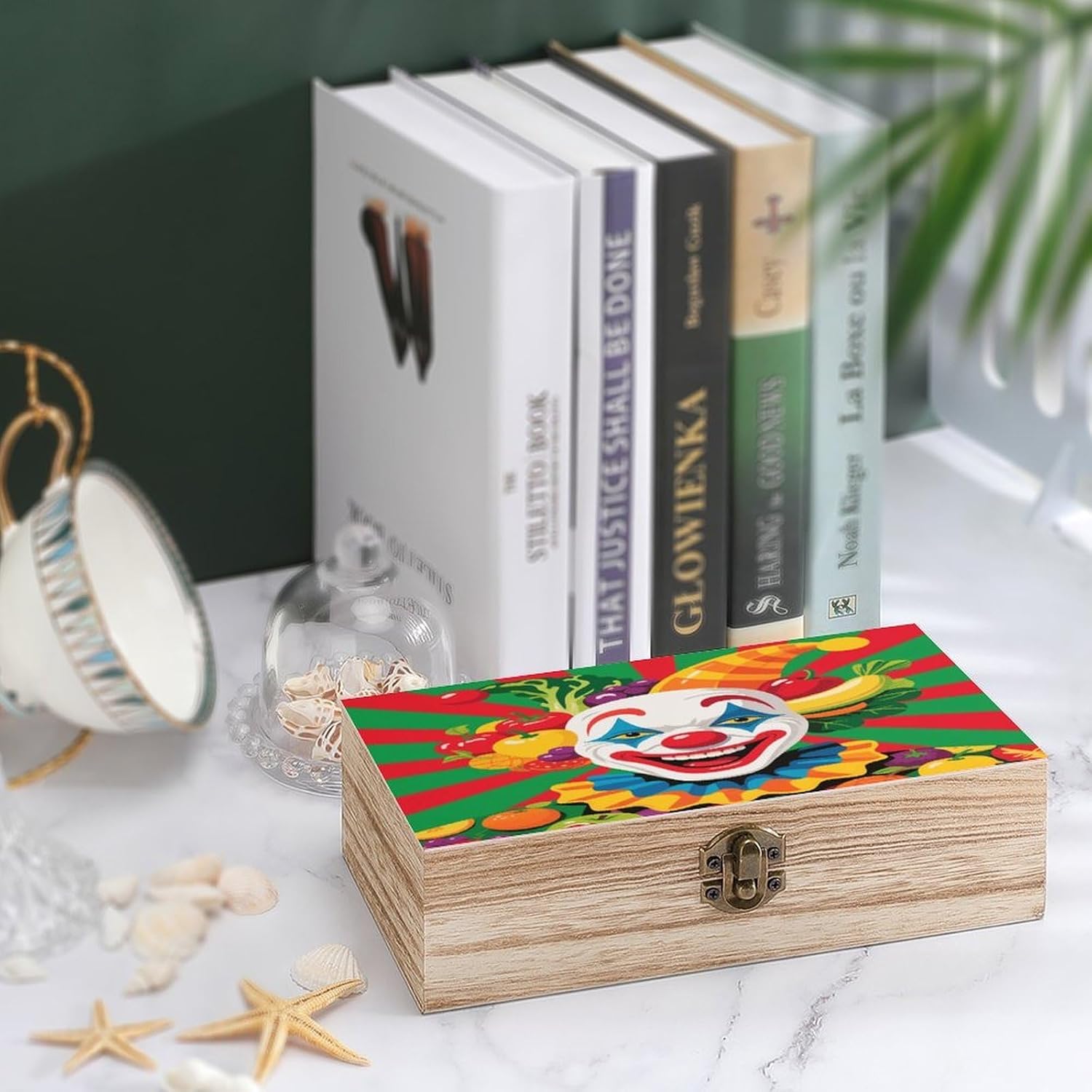 Colorful Clown Wooden Storage Box Keepsake Box with Hinged Lid image 4