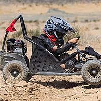Vista 7 de 79cc 4-Stroke Gas Go Kart, 2.5HP todoterreno GoKart aprobado por EPA con marco tubular de acero, cinturón de seguridad, neumáticos todo terreno