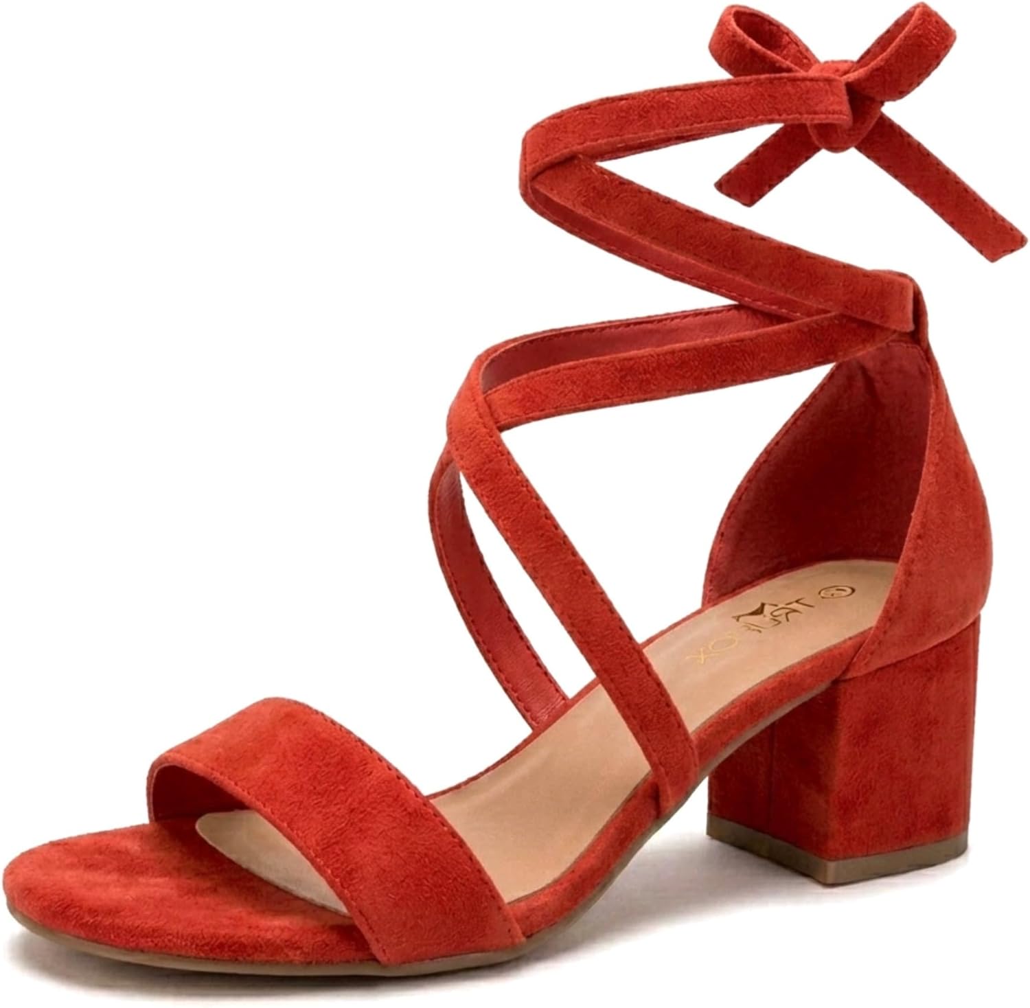 TruFox Wrap Around Comfort Low Block Heel Sandals Open Toe Strappy Tie Up