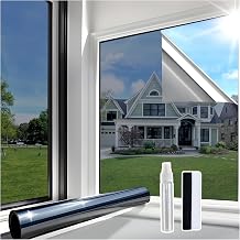 Lifetree Reflective Window Film Privacy & Anti Glare, One Way Window Film See Out Not In, No Glue Heat Blocking Thermal UV Sun Blocker for Home Office Windows Black, 44.5 * 200cm