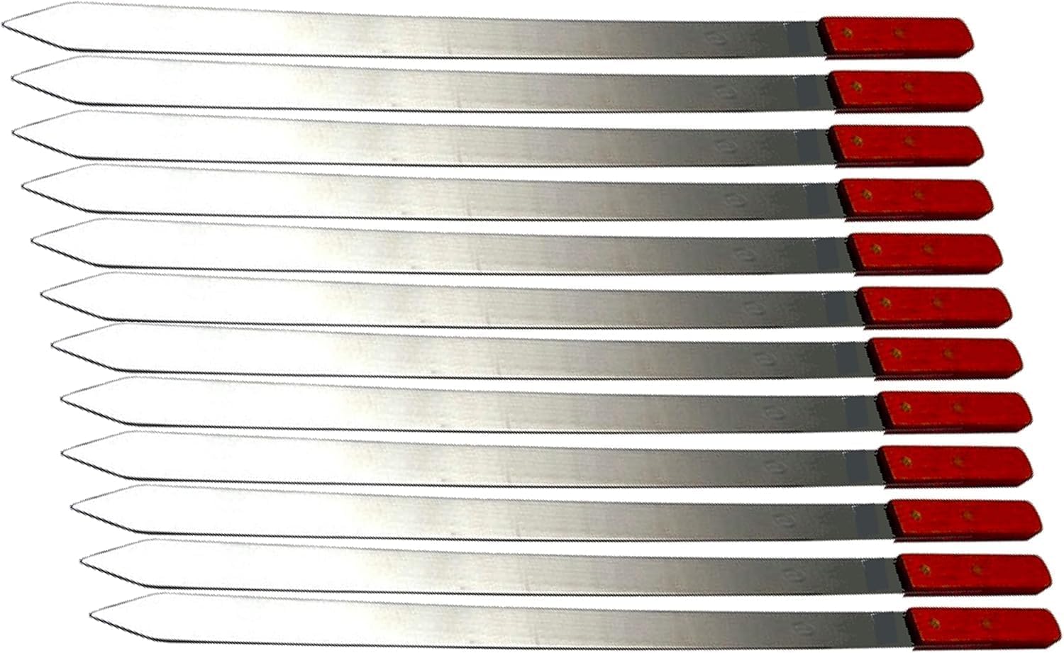 Premium Stainless Steel Barbecue Skewers BBQ Outdoor Grill Skewer stick Barbecue Fork with Solid Wood Handle for Grilling Shish Kebob Koubideh Persian Brazilian Kebab 1" wide + 1 Free Skewer (6pcs)