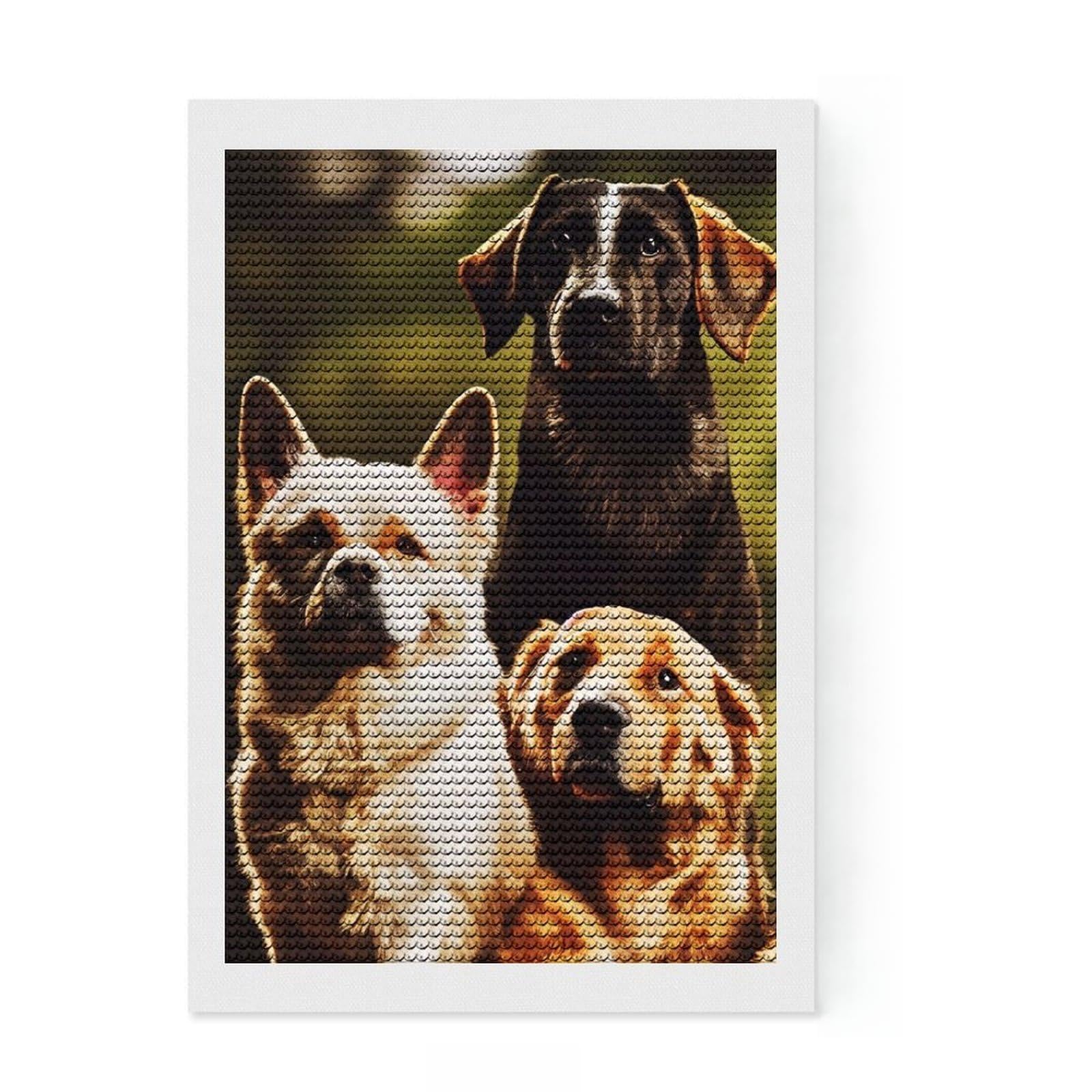 Junmoney Famous Dog Diamond Painting Kit 8"x12", for Family Craft Time, Boho Decor, Calming Craft to Unwind, Birthday Gift