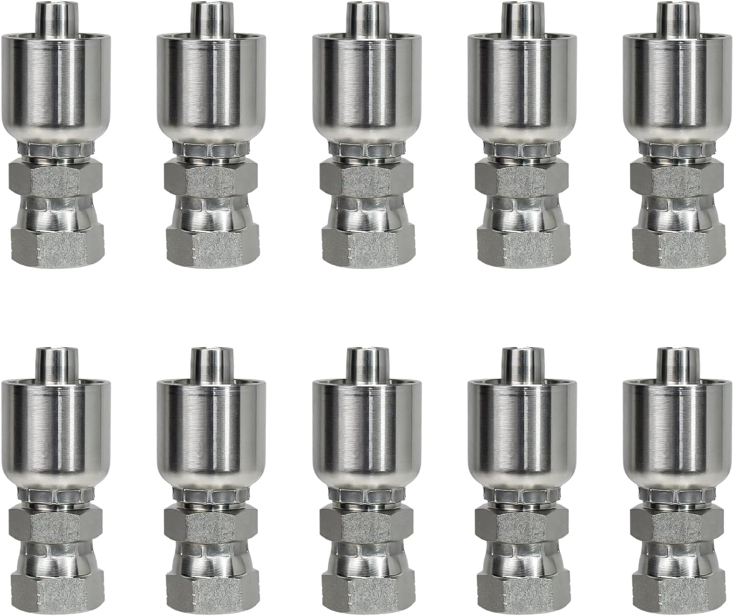 Hydraulic Hose Fittings Female JIC 37° Flare Swivel Carbon Steel Zinc Finish 10pcs (1/2" Hose x 5/8" Female JIC 37° Swivel)