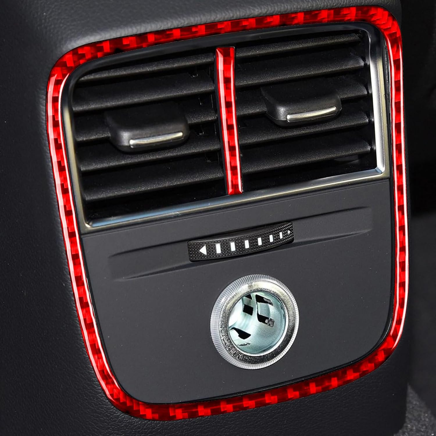 Real Premium Carbon Fiber Sticker Compatible with Audi A3 S3 RS3 8V 2013 2014 2015 2016 2017 2018 2019 Car Rear Center Console air Conditioning Vents Decor Frame Auto Interior Accessories Red