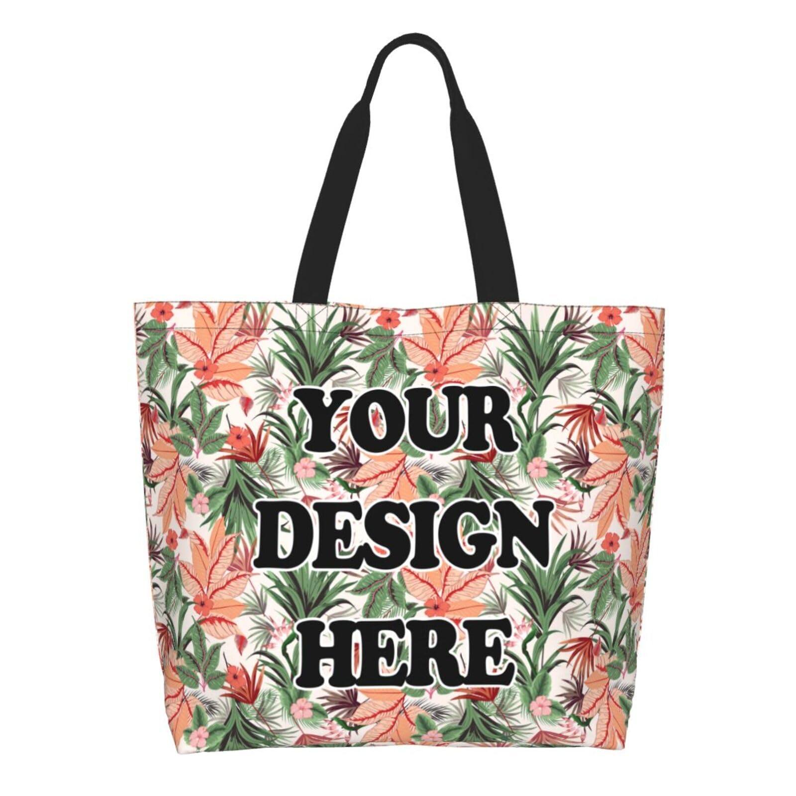 Abybela Custom Tote Bags with Team Logo Text Picture for Women Personalized Shopping Handmade Totes