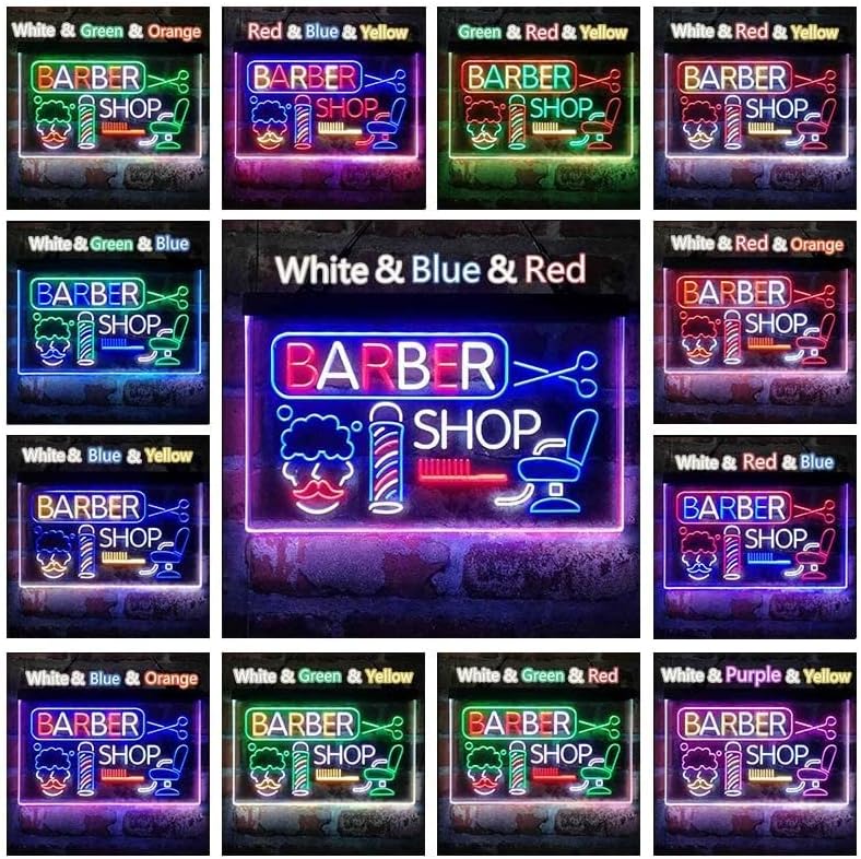 Miniatura 4 de ADVPRO Barbería barra de corte de pelo salón tricolor LED neón signo blanco y verde y azul 13 x 8.7 pulgadas st9s32-i2044-wgb