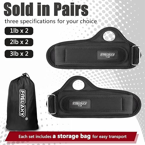 Miniatura 6 de Frelaxy Pesas de muñeca con trabillas para el pulgar para hombres y mujeres, 1 libra, 2, 2 libras, 2 libras, 3 libras, 2 pesas de tobillo, guantes
