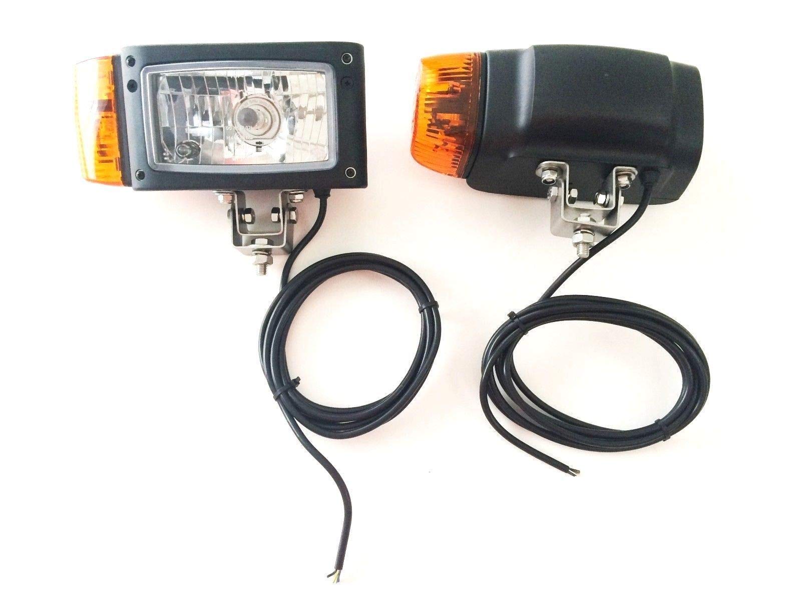 unbekannt 2x Scheinwerfer mit Blinker Universal 12V JD Bagger Radlader Gabelstapler Baumaschinen