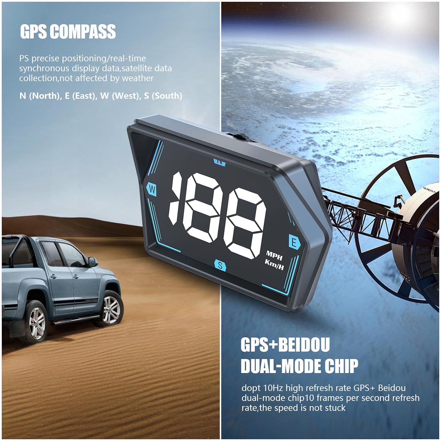 Liiiyuan G20 Digital GPS Speedometer, Universal Head-Up Display for cars, Small LED Display speed MPH Compass Direction, Plug and Play for All Vehicles