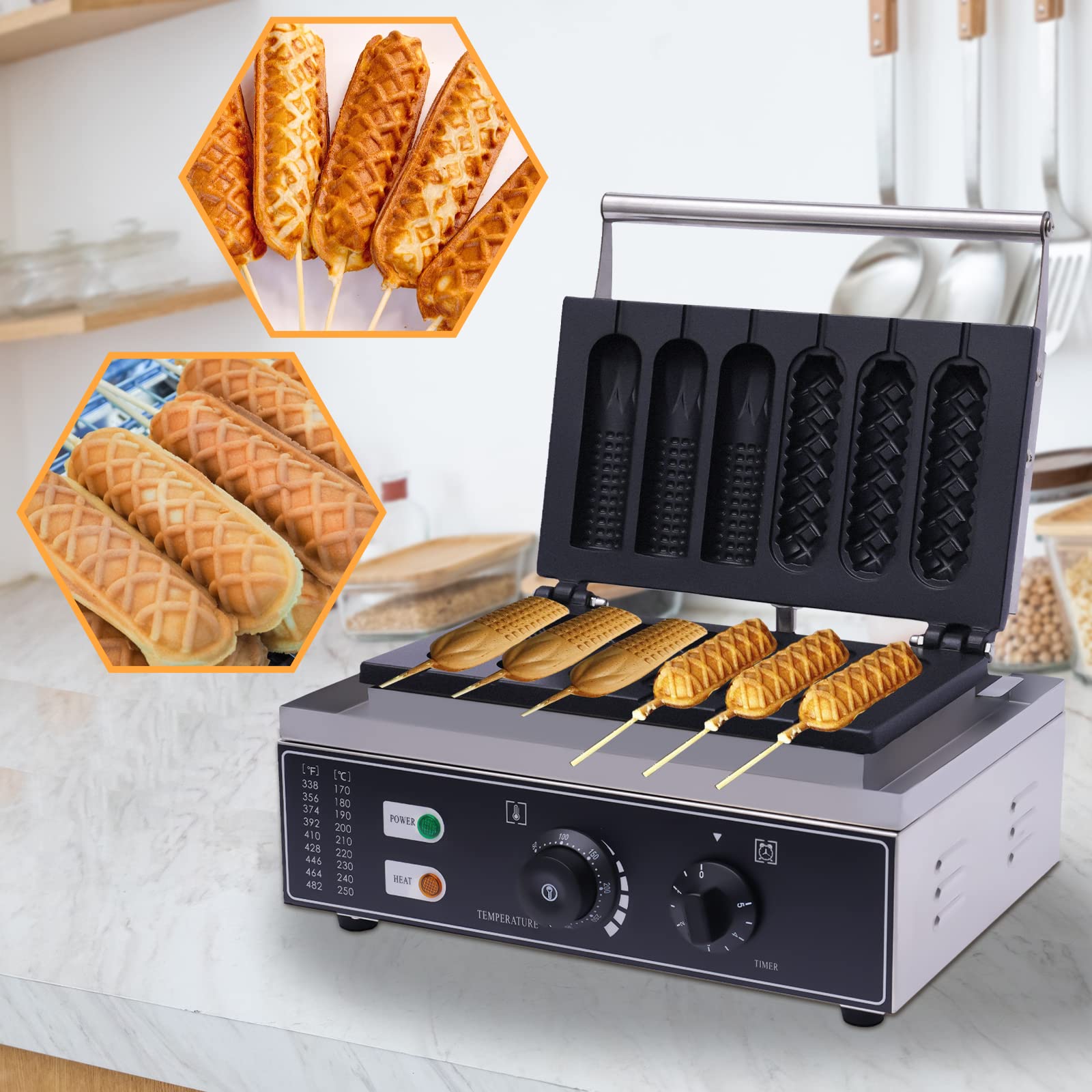 Gofrera antiadherente 1500 W 50 ~ 300 ℃, gofrera para frescura de gofres belgas, antiadherente, eléctrica, mini holandés, máquina para hacer tortitas, sandwichera