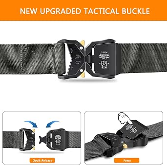 Men Tactical Belt, Work Belts for Men Military Hiking Heavy Duty Belt 1.5 Inch, Nylon Webbing Tool Belt with Quick Release Metal Buckle