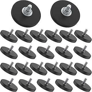 24 Pack Rubber Coated Magnets M6 Rock Light Magnets 1.69 Inch Mounting Magnet Thread Stud Magnetic Anti-Scratch Strong for Rock Light Bar Camera Cabinet Blackboard Refrigerator (24 Pack)