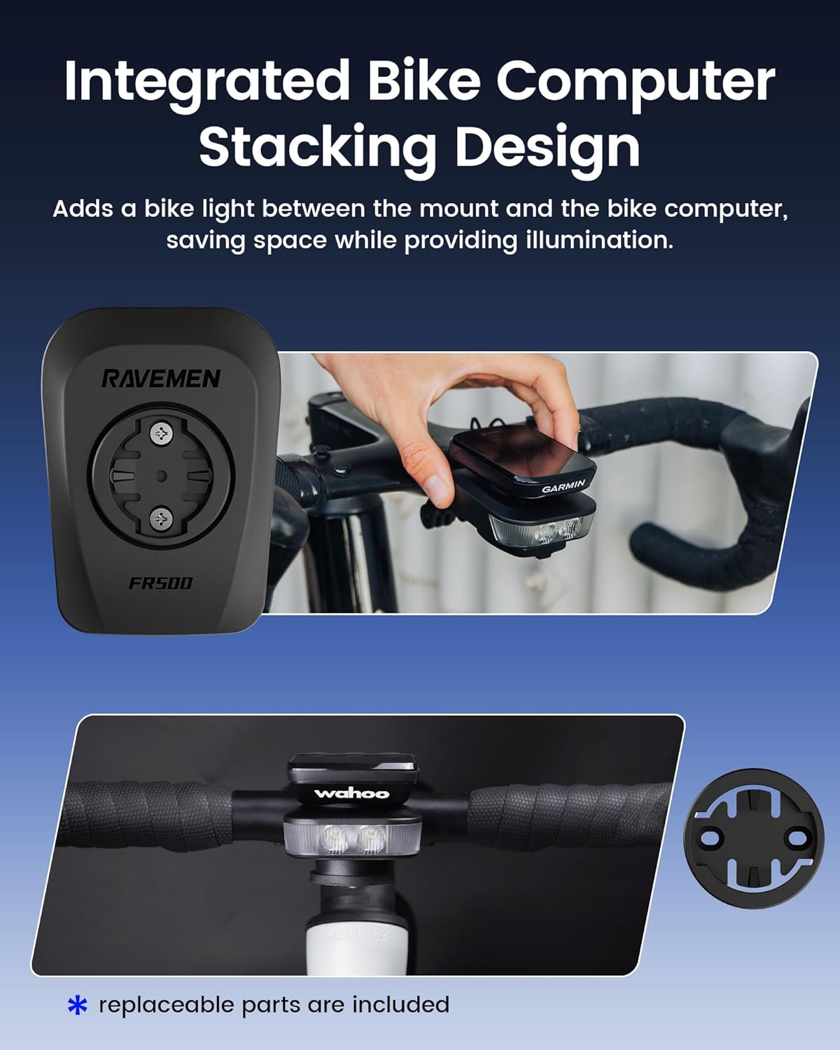 RAVEMEN FR500 Bike Front Light for Night Daytime Riding, Compatible with Garmin/Wahoo Computers, 6 Modes, Auto On/Off, Side Visible, USB-C Rechargeable & Output Bicycle Headlight for Road Urban Biking - Image 4