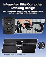 Vista 4 de Luz frontal de bicicleta Ravemen FR500 para conducción nocturna y diurna, compatible con computadoras Garmin/Wahoo, 6 modos, encendido/apagado