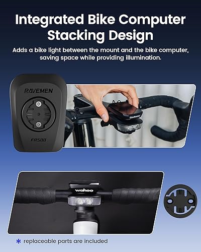 Miniatura 4 de RAVEMEN FR500 Luz delantera de bicicleta para conducción nocturna diurna, compatible con computadoras GarminWahoo, 6 modos, encendidoapagado