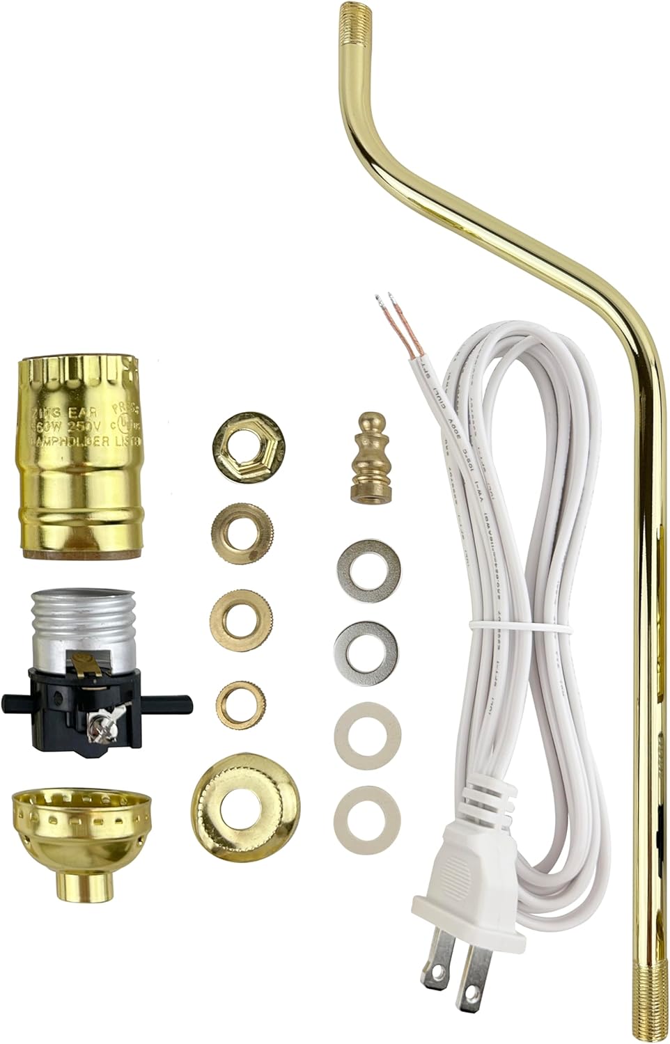 National Artcraft Lamp Making Kit with Socket, Cord, Hardware and 14" Offset Figurine Pipe for 10-11" Figurine