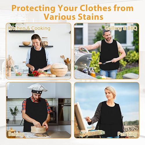 Miniatura 7 de MVVM Delantal de limpieza para adultos, delantales impermeables para limpieza, para pintura artística, zapatero, pintores, cocina de trabajo