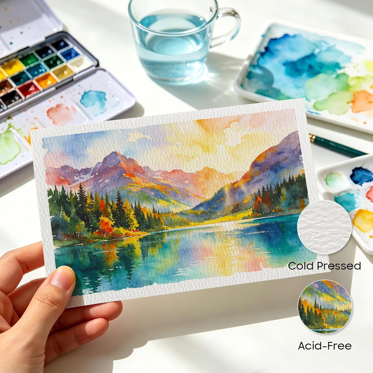 KOVIEDE 100 Pack Blank Watercolor Cards with Envelopes 4 x 6 Inch