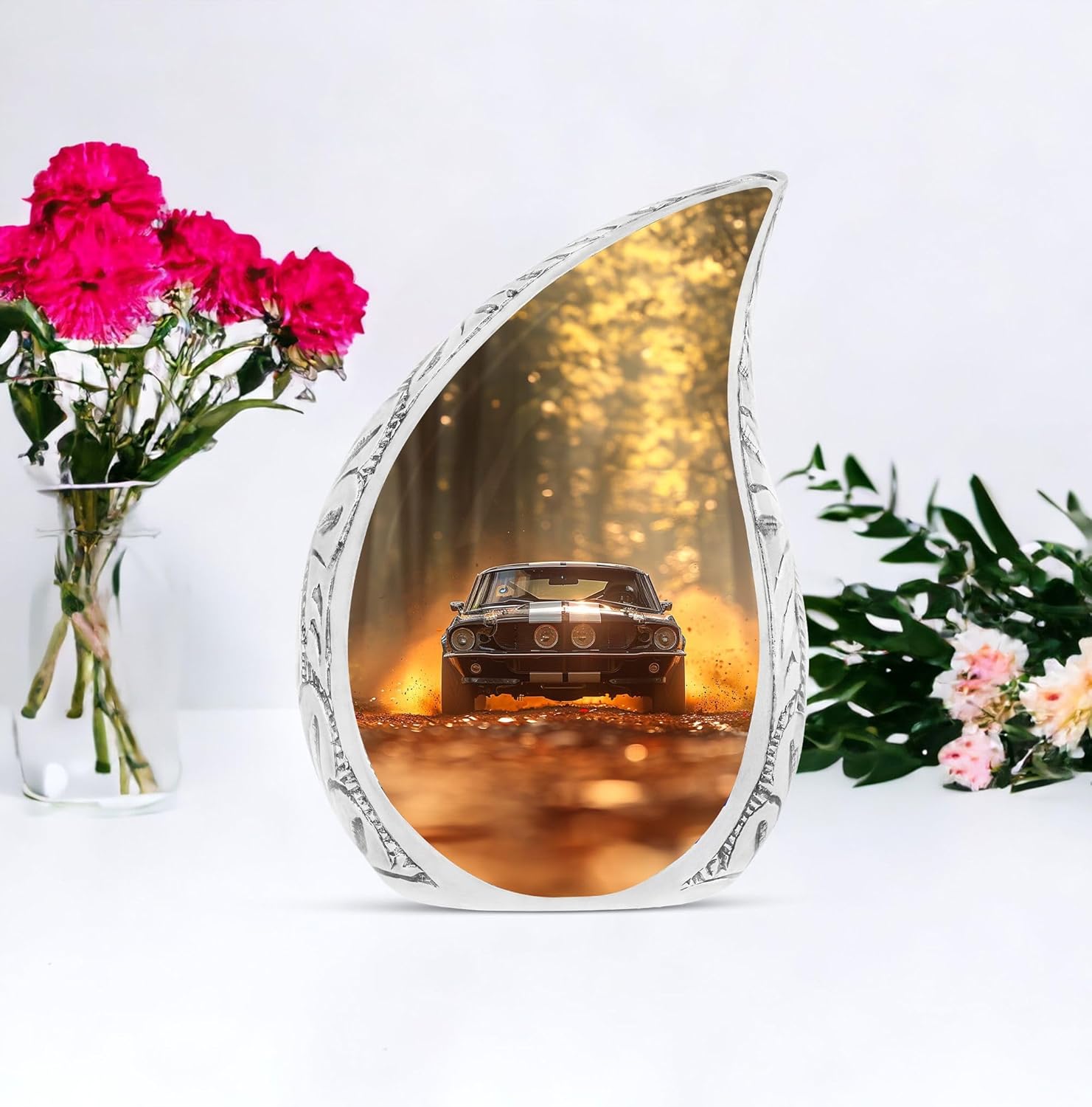 Forest Car Urns for Human Ashes Adult Male & Female, Cremation Urn for Human Ashes Women & Men, Funeral Ashes 10Inch
