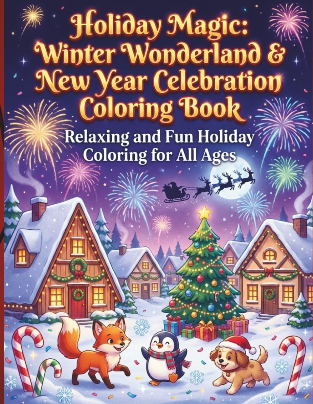 Holiday Magic: Winter Wonderland & New Year Celebration Coloring Book: Festive Christmas Scenes, Cozy Villages & Sparkling Fireworks — Relaxing Holiday Coloring for All Ages