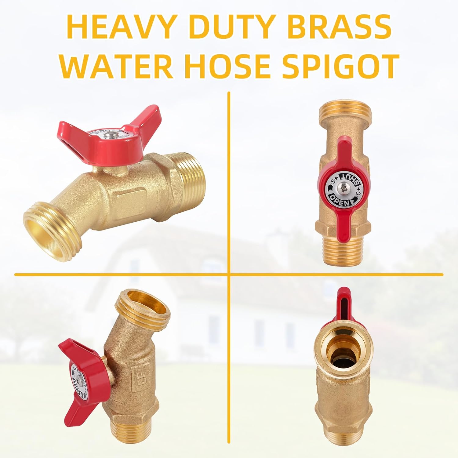 12 Pack Hose Bibb Brass Ball Valve, 3/4" Male NPT Inlet x 3/4" Male GHT Threaded Garden Hose Outlet Connector, 1/4-Turn Sillcock Water Spigot Hose Bibb Valve (3/4" x 3/4")