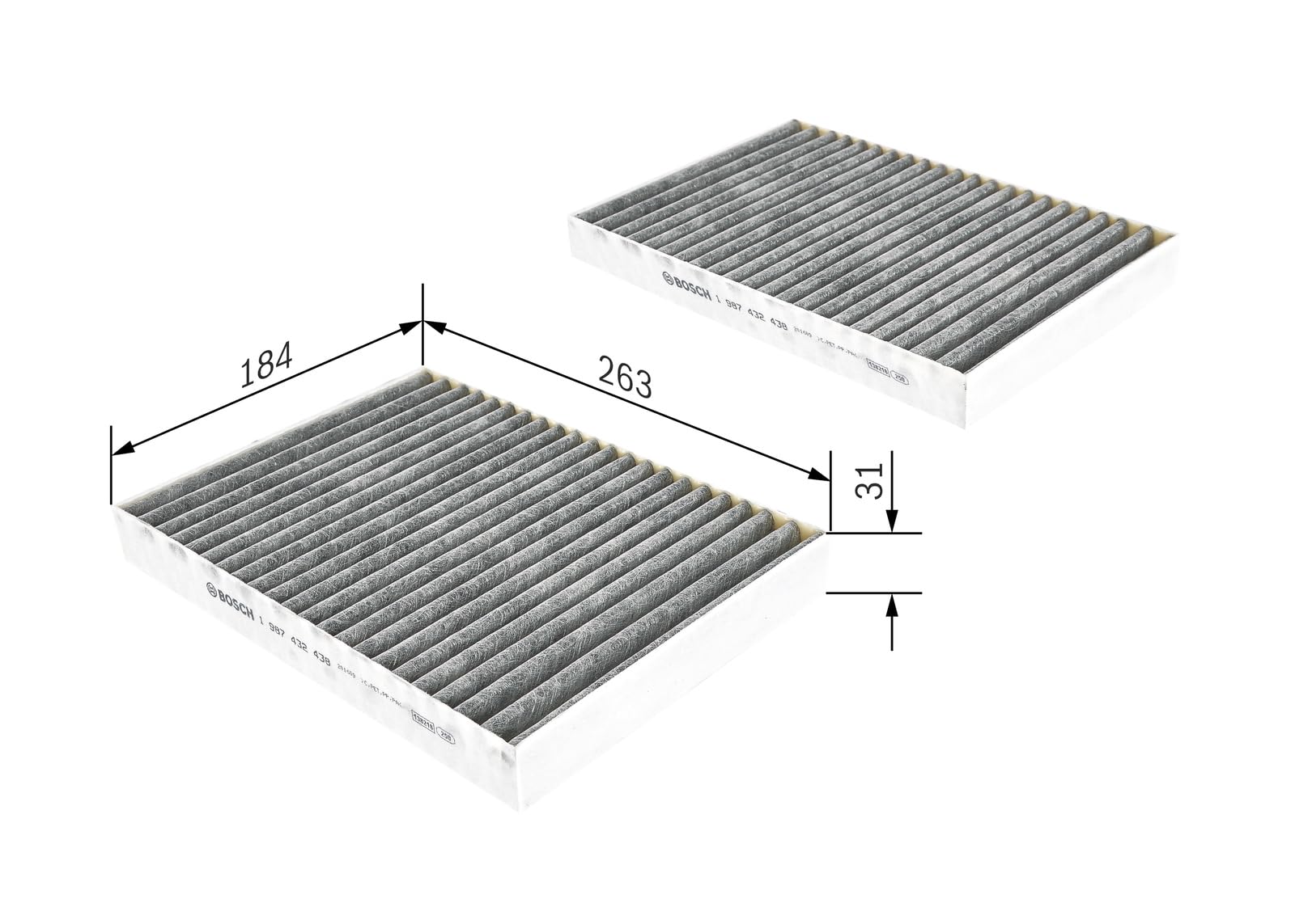 Bosch R2428 Filtro de Habitáculo de Carbón Activo - Filtro de Repuesto Contra Olores Desagradables, Polen y Polvo, Para un Aire más Limpio en el Vehículo - Juego de 2 Filtros | Contra olores desagradables, polen y polvo para un aire más limpio dentro del