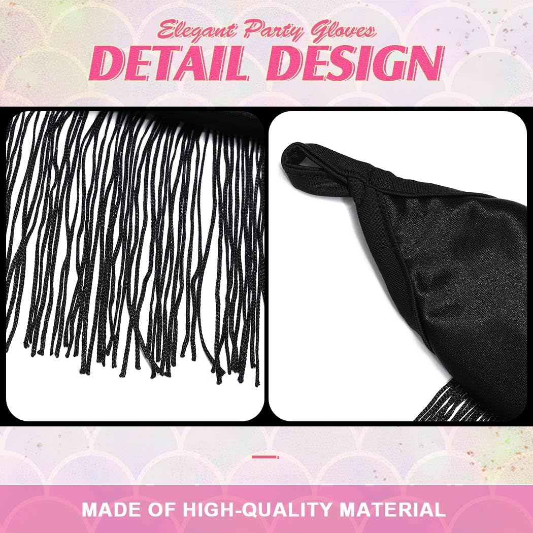 Fingerless Vintage Opera Gloves Long Tassel Satin Glove Fringe Gloves Pageant 1920s Party Costume for Women and Girls - Image 5