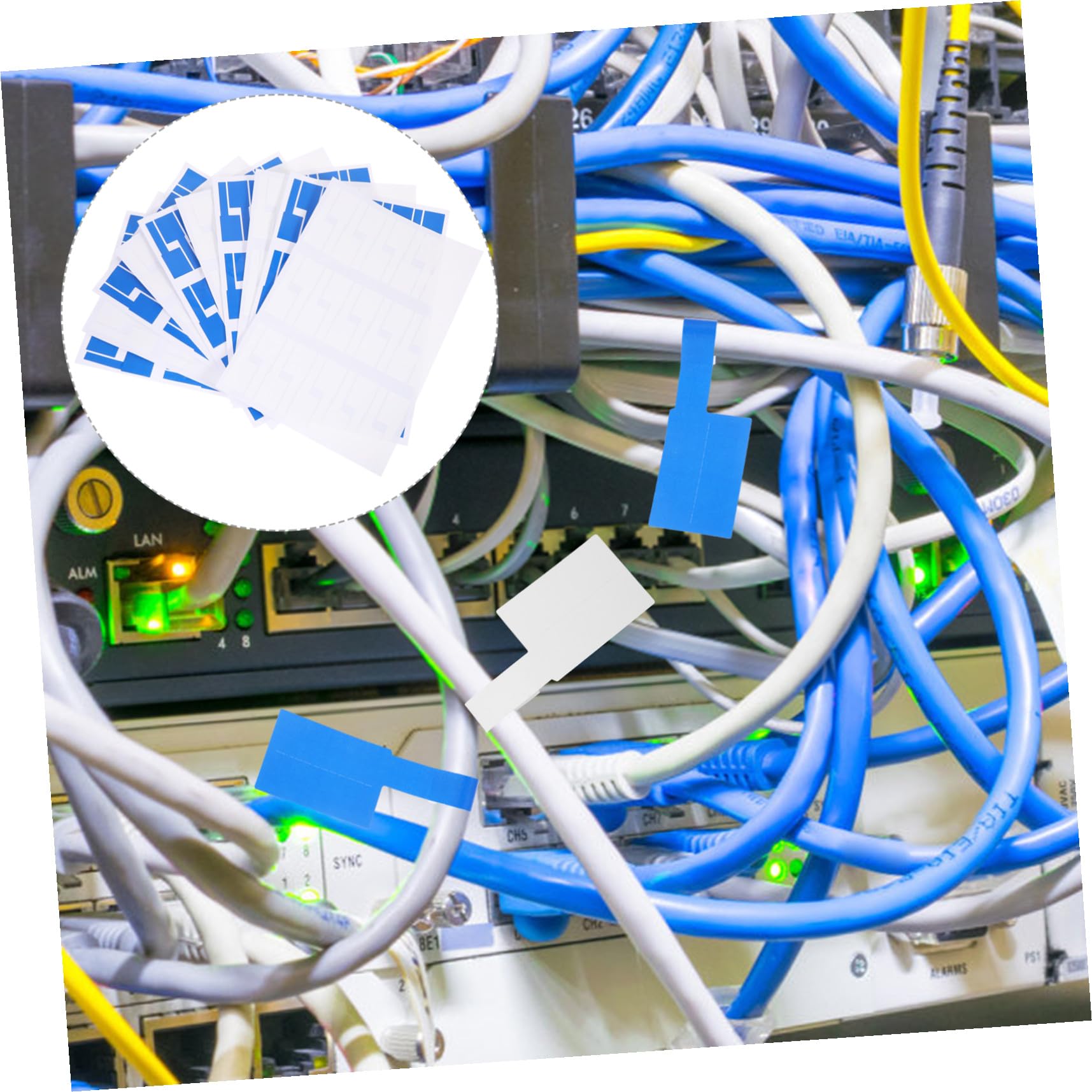 50 Feuilles Étiquettes Câble Adhésives Étanches Résistantes à Haute Température pour Identification Fil Électrique et Ethernet Autocollantes et Inscriptibles pour Bureau et Maison
