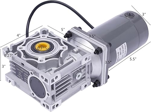 Miniatura 3 de Motor de engranajes eléctrico 120W DC 24V Reductor de engranajes helicoidal Caja de engranajes Motor eléctrico de engranajes RV 50K 35Nm Motor