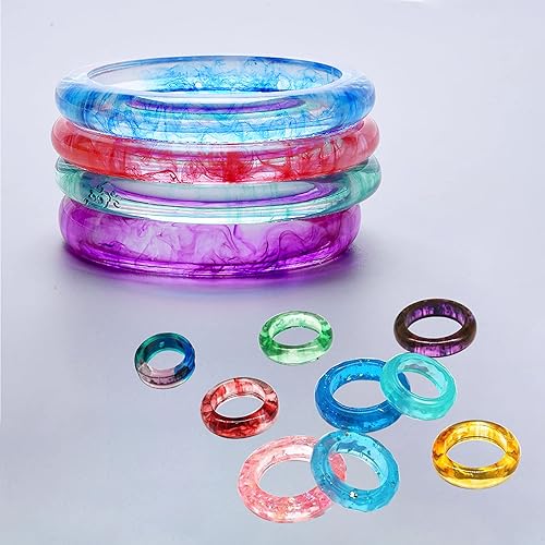 Miniatura 8 de Woohome 15 moldes de resina de silicona para anillos, pulseras, joyas, resina, fundición con cuentagotas de plástico para joyería de resina,