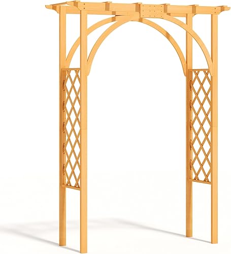 YITAHOME Arco de boda de madera de 7.2 pies para ceremonia, soporte de arco de globos de madera maciza, arco de jardín para cumpleaños, fiestas y