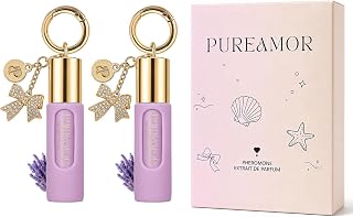 PUREAMOR Keychain Pheromone Perfume for Women 2 Pack, Fresh Lavender Scent | Lavanda Vida Mini Travel Size Roll On Perfume Oil, Long Lasting Extrait de Parfum, Gifts, 0.2 Fl Oz Each