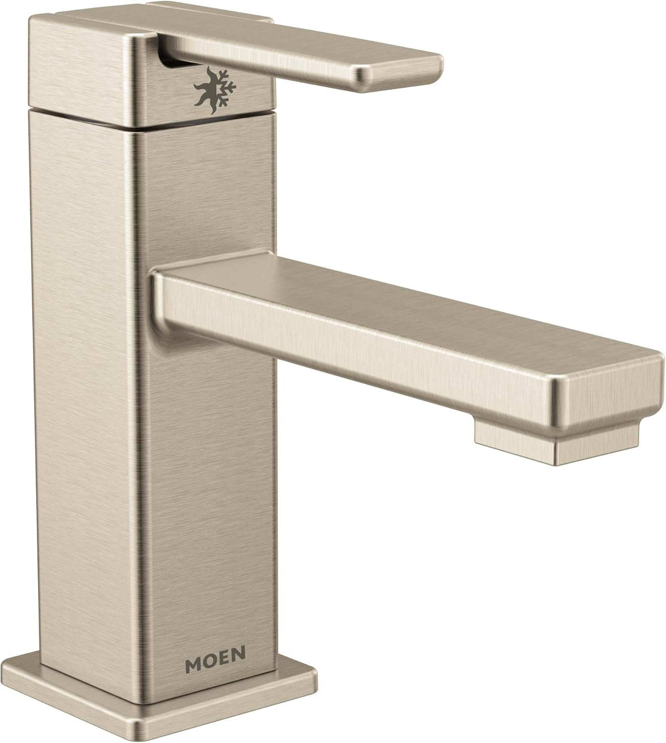Moen S6710BN 90 Degree One-Handle Single Hole Modern Bathroom Sink Faucet, Brushed Nickel