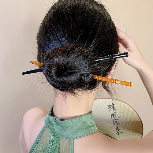 Miniatura 3 de Palillos de madera para el cabello, palillos de bambú para el cabello, palillos para el cabello para damas y niñas, palillos de madera vintage