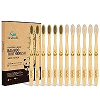 Vista 1 de Biodegradable Eco-Friendly Natural Bamboo Charcoal Toothbrushes, FSC Certified and PETA Approved - 12 Count
