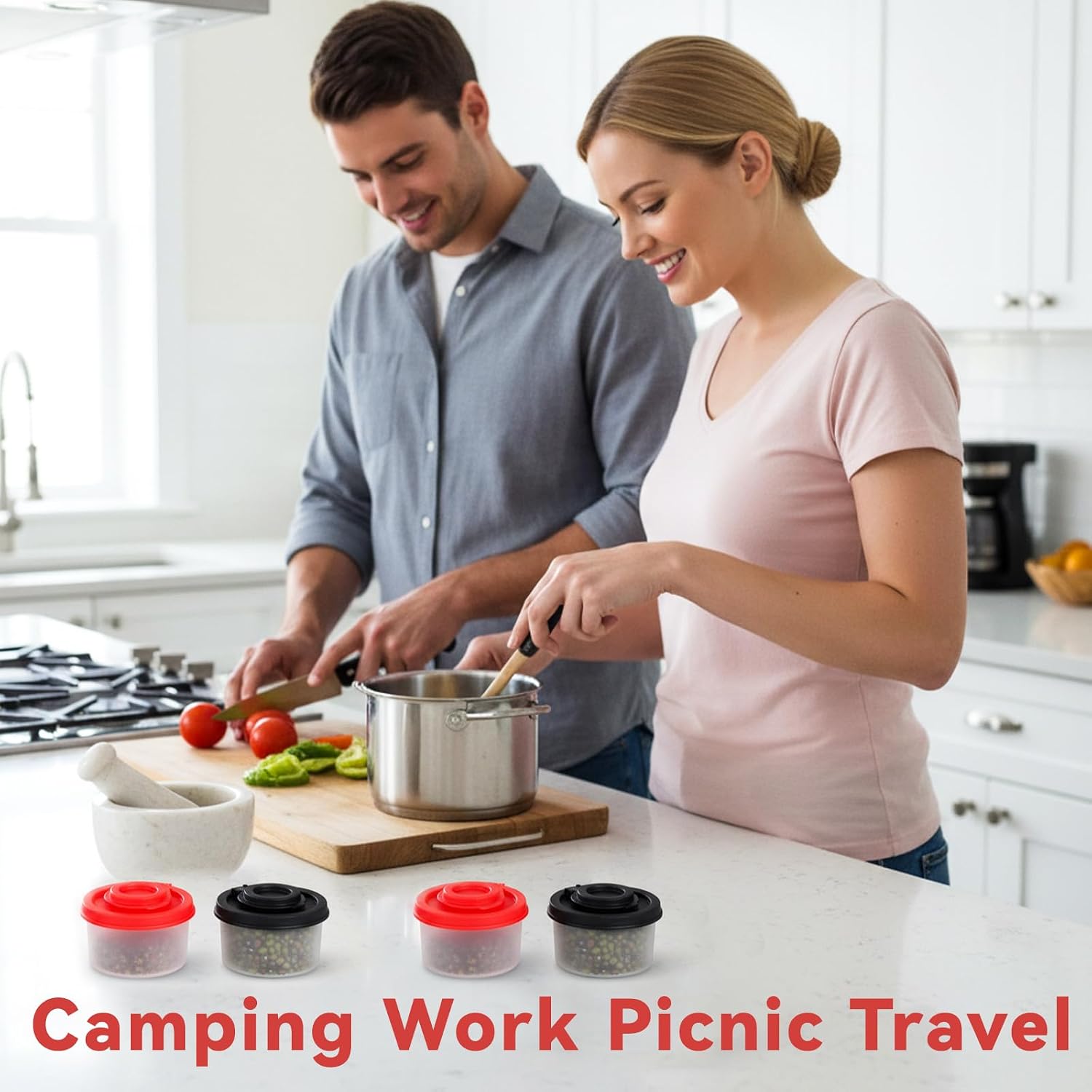 4 PCS Travel Salt and Pepper Shakers Mini, Moisture Proof Mini Salt and Pepper Shakers, Small Salt Shaker with Lid to Go Camping Picnic Outdoors Kitchen Lunch Boxes Travel Spice(2 Red, 2 Black)