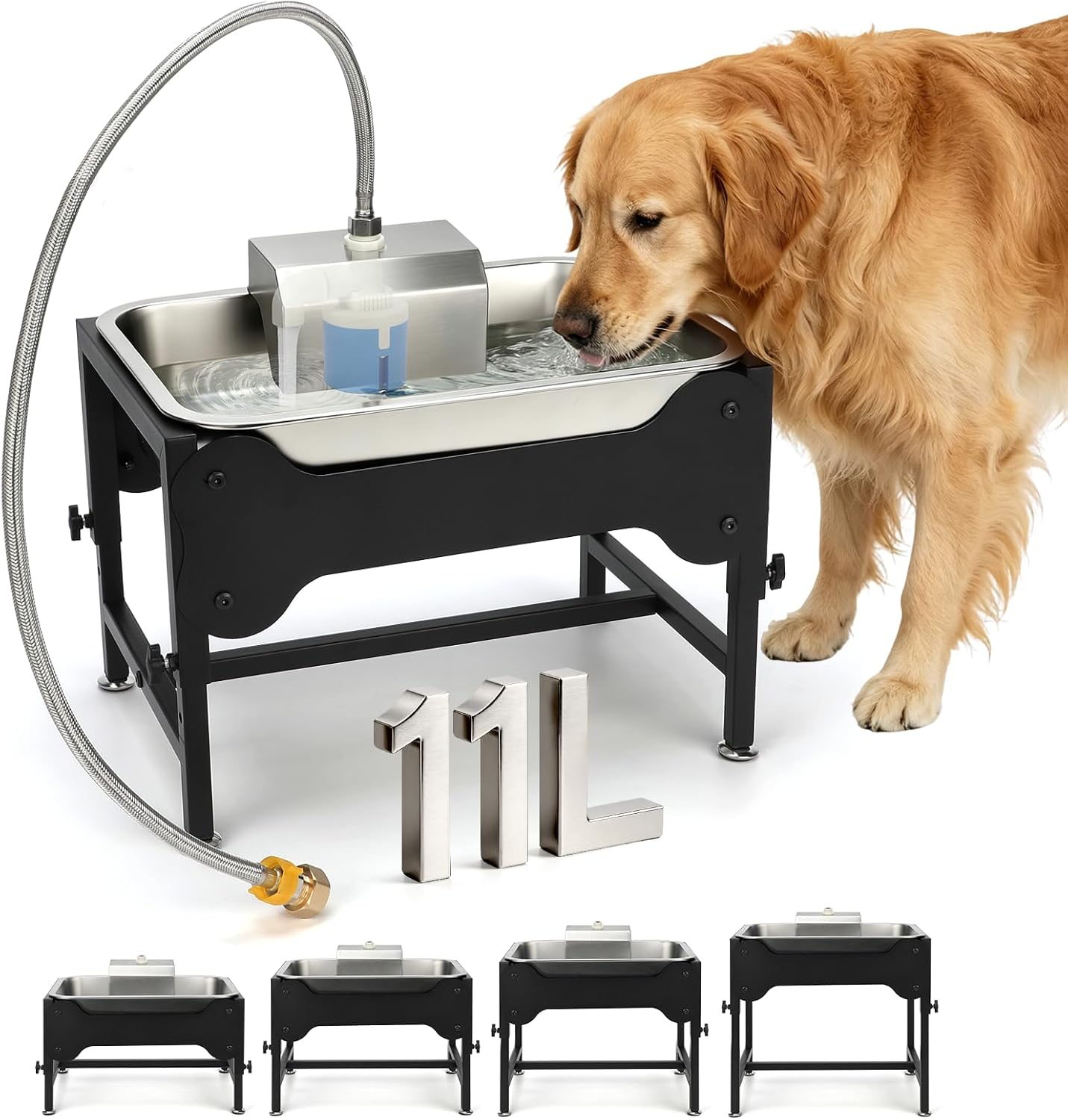BWOGUE 3 Gal Automatic Dog Water Bowl Dispenser Large Breed Outdoor, Elevated Automatic Water Dispenser for Dogs Outside, Stainless Steel Pet Waterer with Float Valve for Big Dogs Pets Cats Livestock