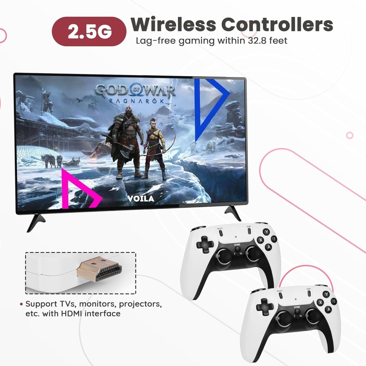 M22 Classic Retro Gaming Console 64GB with 30000+ Games, Plug & Play TV Video Game Console Dual Wireless Controllers 1080P HD Output 1