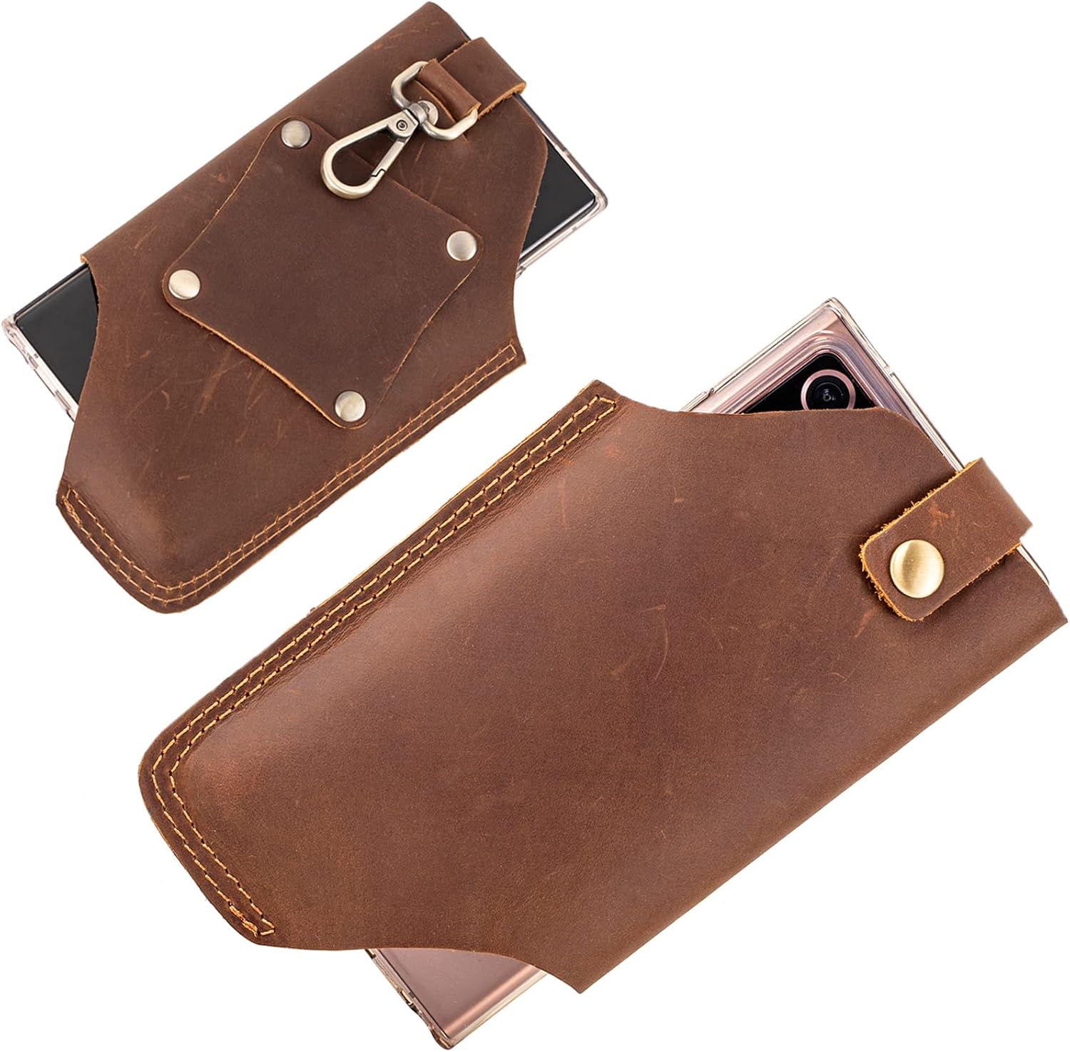 Hengwin Genuine Leather Phone Pouch Case with Belt Clip