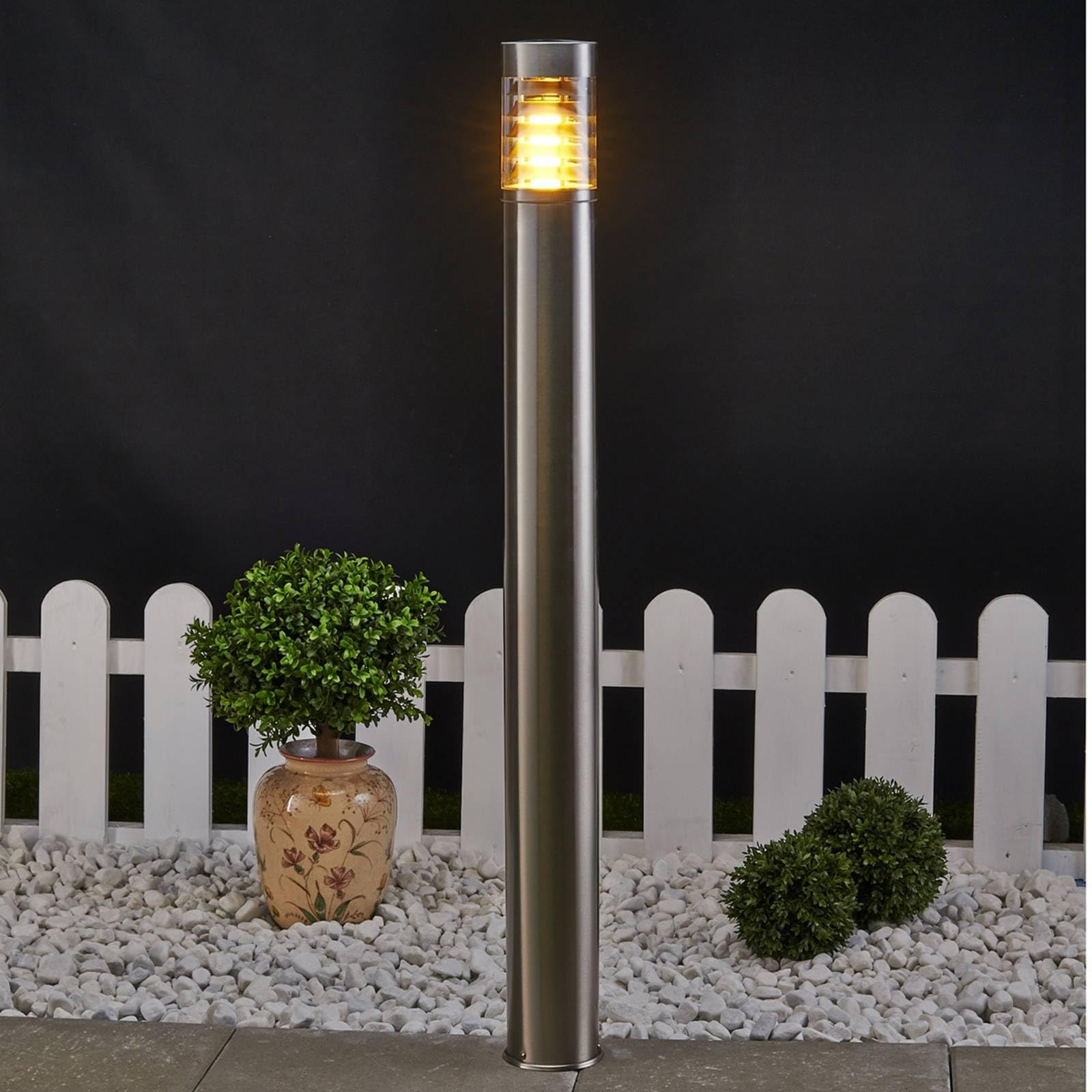 Lindby lampada da esterni dimmerabile (Moderno) colore Grigio, in Acciaio Inox Lampioncino paletto luminoso viale lampioncino
