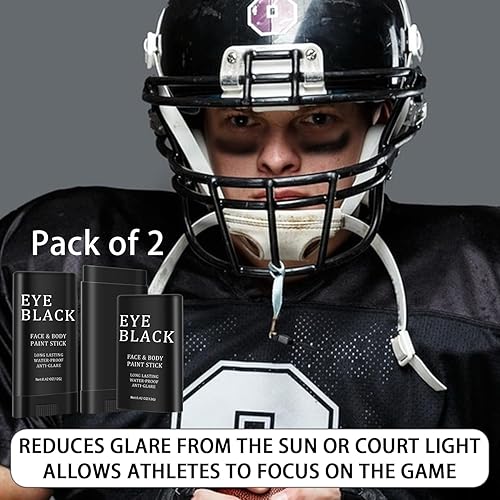 Miniatura 2 de Eye Black, Eye Black Stick para deportes antirreflejo, ojo de fútbol negro, béisbol, softbol, pintura corporal facial, a prueba de sudor, negro,